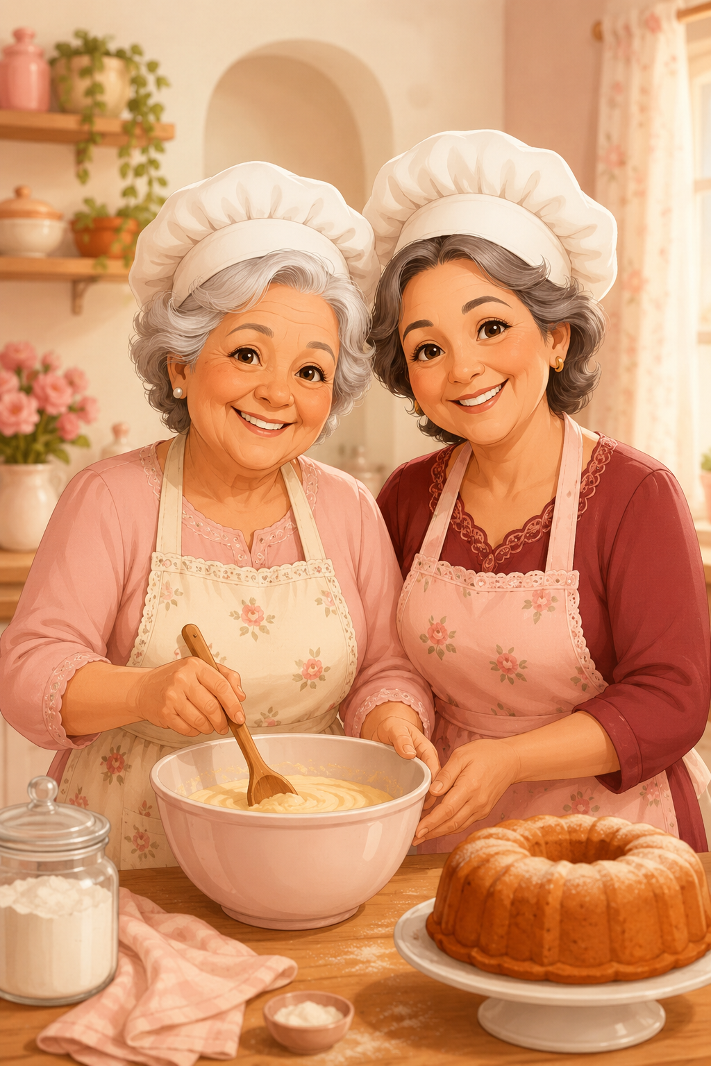 Duas cozinheiras representando as memórias de família
